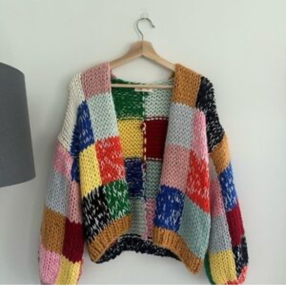 Polagram Sweaters - Polagram Colorful Patchwork Knit Cardigan